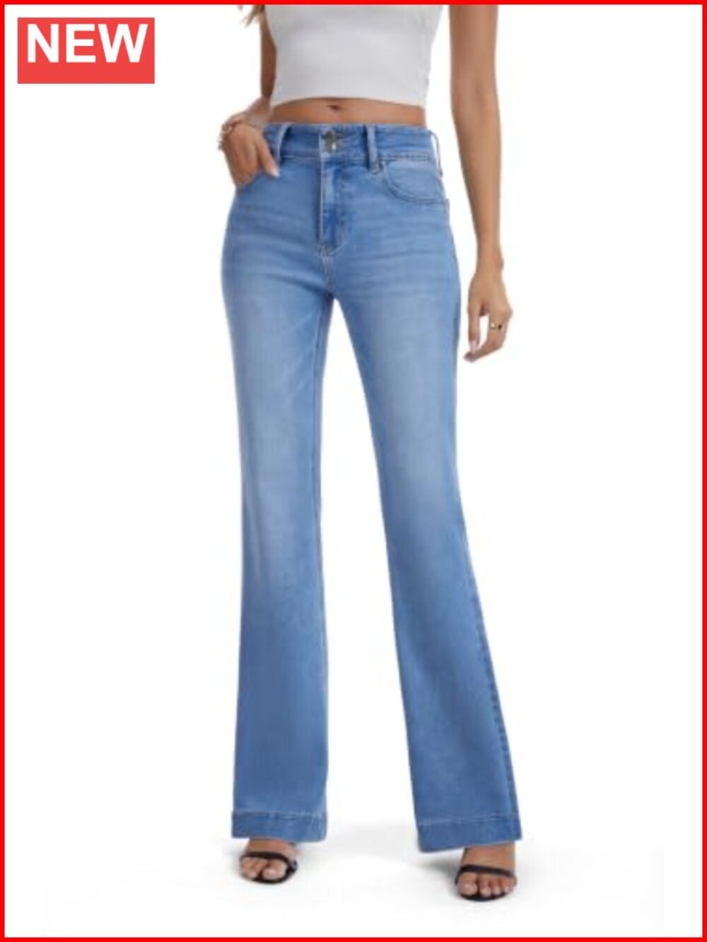 Curvy High Rise Stretchy Bootcut Flare Jeans Slimming Wide Hem Denim